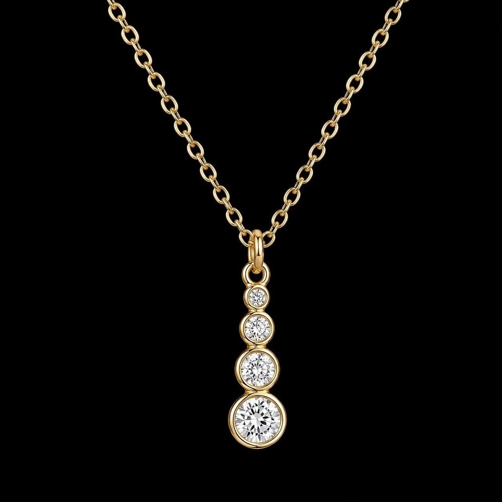 Swarovski Crystal Necklace Graduated Drop Gold Overlay 16-19" Vintage Pendant